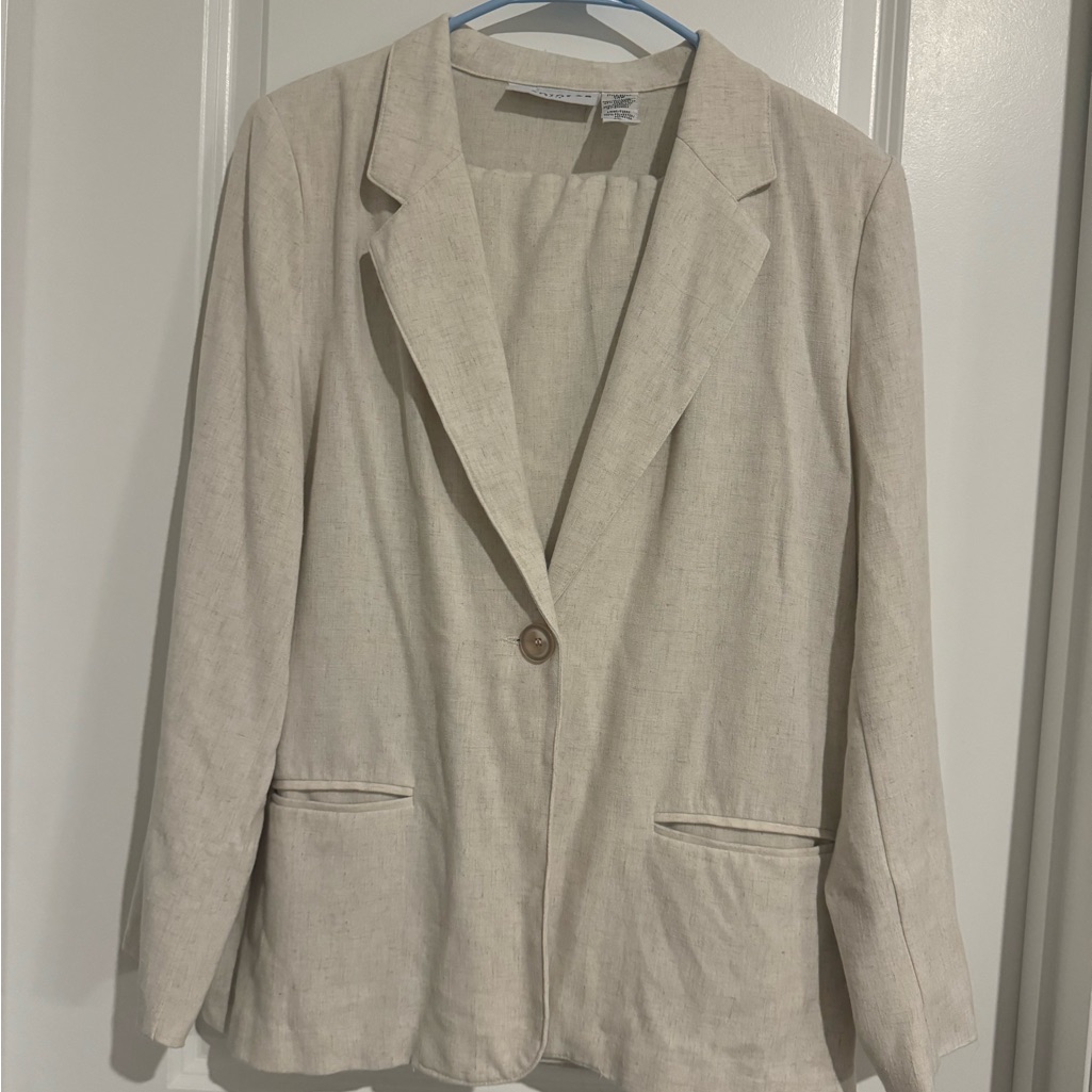 Women's Cream Linen Blazer&Pants